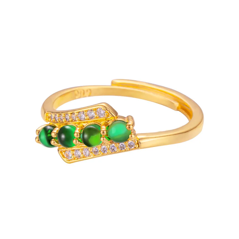 

Fine Kt18 Gold Color Emerald Open Ring for Women Girlfriend Mom Elegant Ring Valentine's Day Mother's Day Birthday Jewelry Gifts