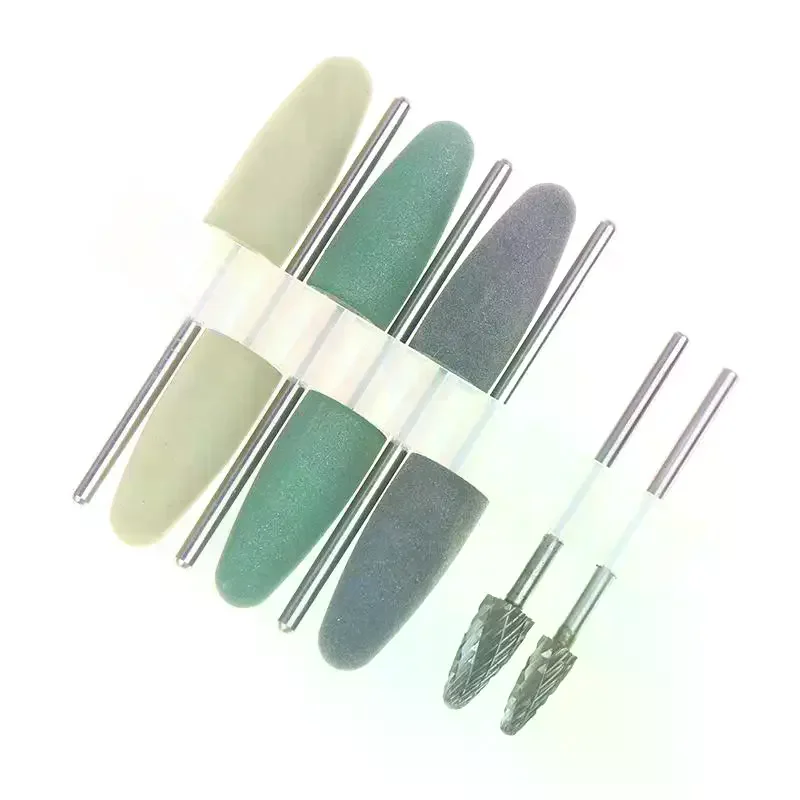 /ACR/Resin Base Acrylic Polishing Kit Drill Polisher Rotary Tools 6pcs Silison Rubber Polish+2pcs Tungsten Carbide Polish Denta