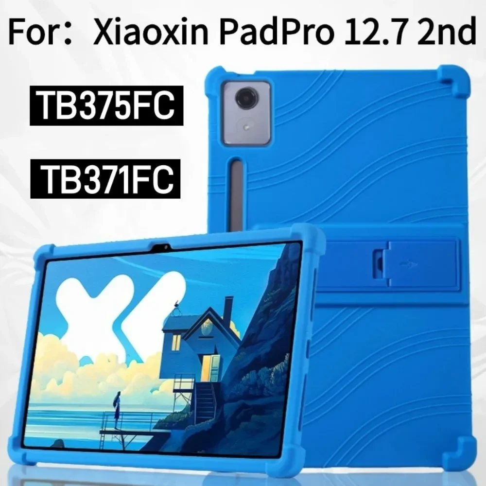 

For Lenovo Xiaoxin Pad Pro 12 7 2025 Case TB375FC Kids Friendly Silicon Stand Cover For Lenovo Tab P12 12.7 inch TB371FC 2023