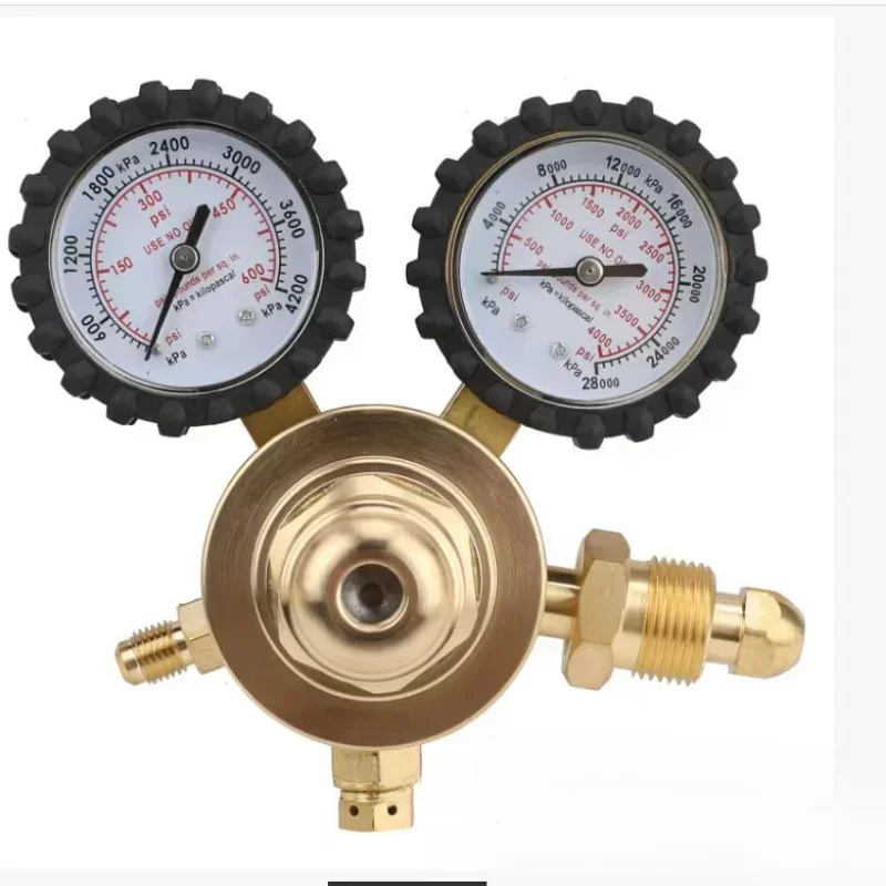 Conjunto de Medidor de Nitrogênio de Cobre Regulador de Pressão Válvula de Medidor de Gás Válvula de Redução de Pressão Cga580 25mpa