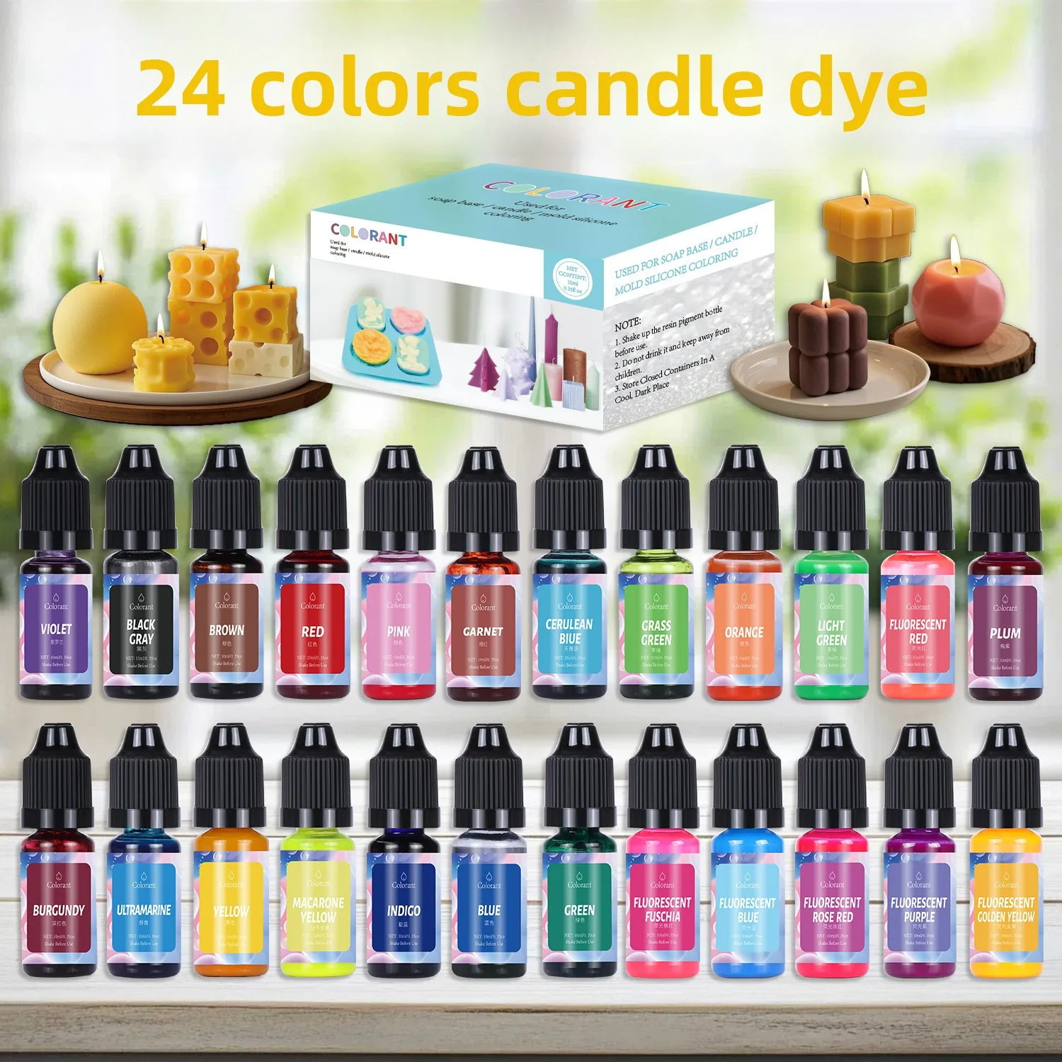 36 Colors High Concentration Candle Dye Set, Silicone Pigment for DIY Candle Making, Craft Coloring Liquid for Soap Resin Wax