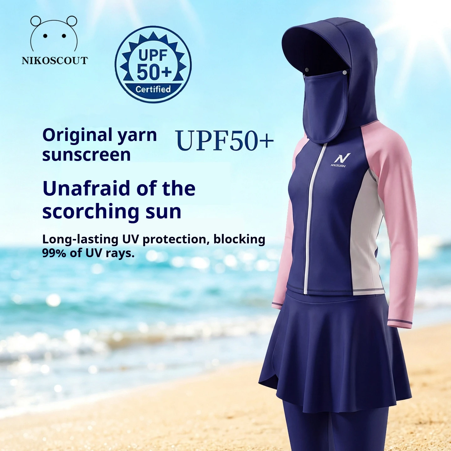 Swimwear for Girls and Children: Long Sleeve, Long Pants, Medium to Large Sizes, Quick-Dry, Hooded, Removable, UV Protection