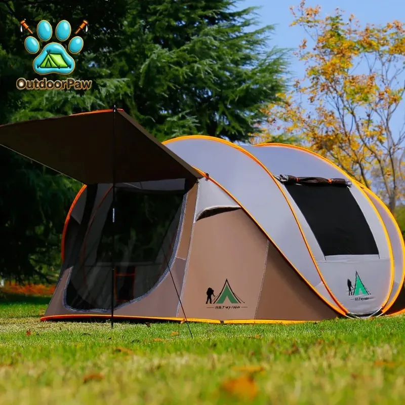 Outdoor  5 6 8 Person Automatic Pop Up Tent Camping Portable Rainproof Family Awning Beach Pergola Car Self Driving BBQ Tarp