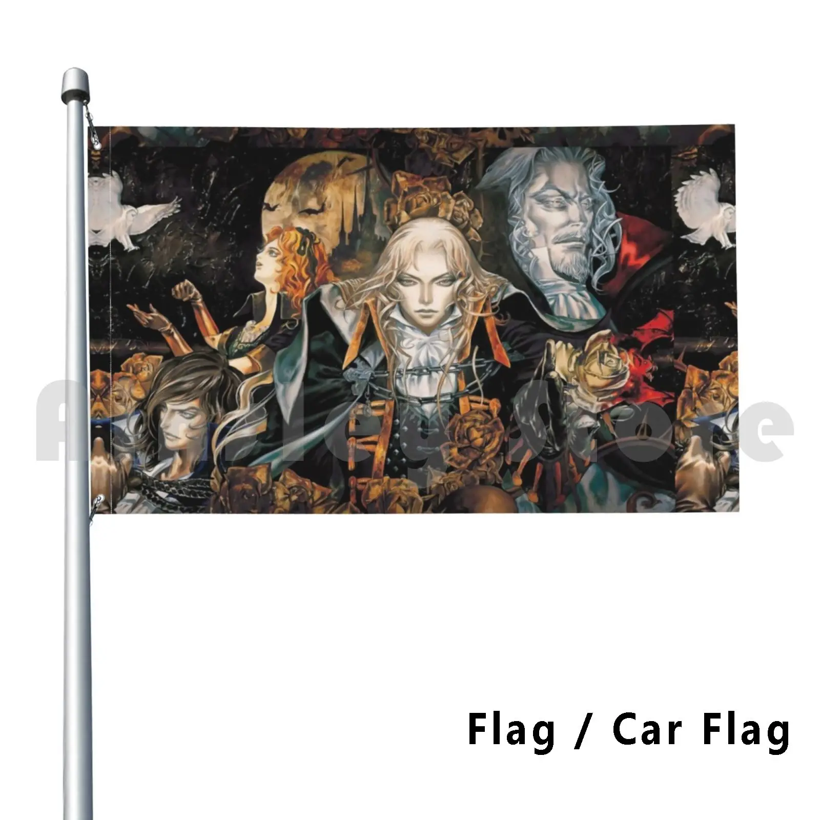 Castlevania Symphony Flag Car Flag Funny Castlevania Symphony Of The Night Dracula X Dracula Vampire