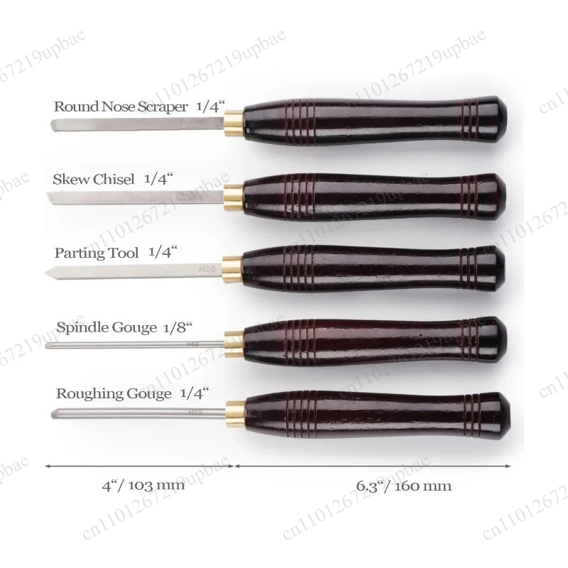 5Pcs HSS Lathe Chisel Set High‑Speed Steel Wood Turning Tools with Wooden Storage Box Woodworking Lathe Kit