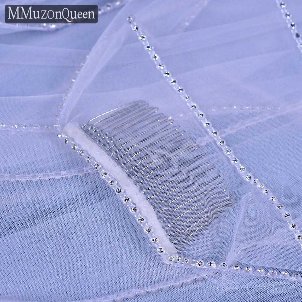 MMQ M88-Voile de Patients avec Strass, Tulle, une Couche Brillante, Diamant, Mariage, Mariée, NoComb, Fil Doux, Accessoires