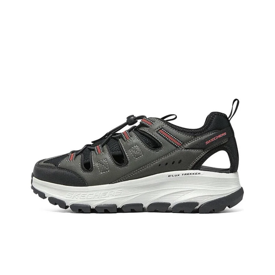 Skechers D'Lux Trekker Sandal Mesh Sports Sandals Support Breathable Grip River Trekking Shoes Men's Black Green 237581-OLBK