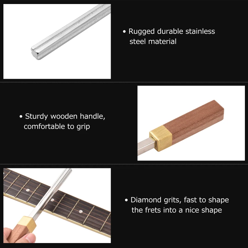 Diamond Guitar Fret File Guitar Fret Dressing File Extra Narrow Narrow Medium Wide 4Edges with 2pcs Fretboard Guard Luthier Tool