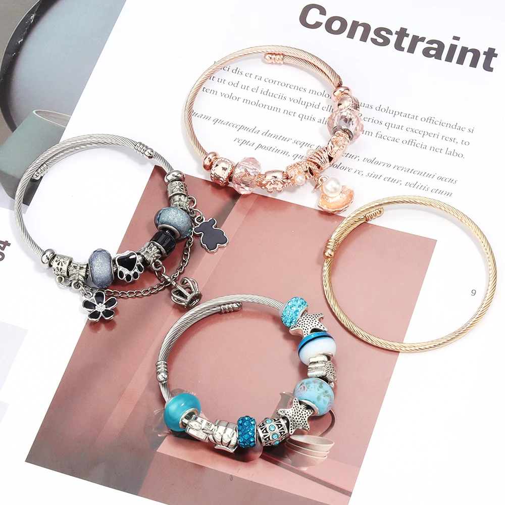 1 قطعة/الوحدة المعادن القابلة للإزالة المفتوحة الإسورة الديكور أساور سحرية الكفة سوار لصنع المجوهرات DIY بها بنفسك الأصلي اليدوية الهدايا