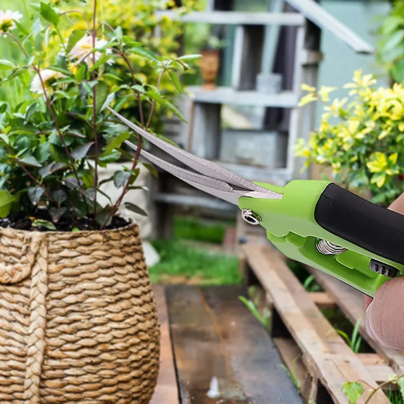 6.5 Inch Gardening Scissors Hand Pruner Pruning Shears Trimming Scissors With Straight Elbow Stainless Steel Blades For Plant