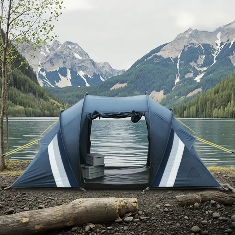 

Customizable Portable Camping Tent Waterproof Canvas Automatic Set-Up Straight Bracing-Multiple Rooms for 3-4 People