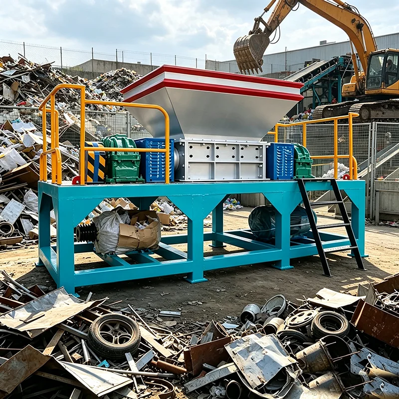 Industrial Wood Shredder Twin Shaft Log Branch Waste Timber Biomass Recycling Shredder