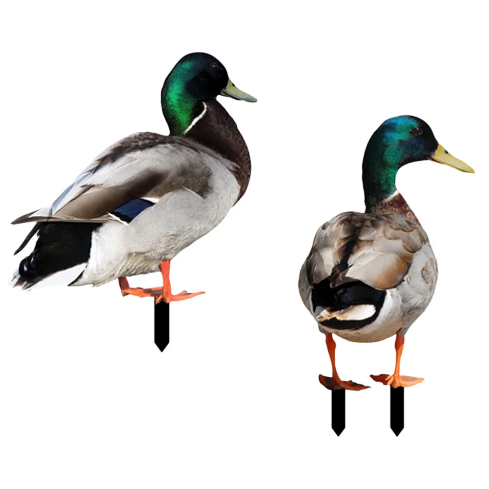 

2 Pcs Ground Inserted Decor Yard Ornament Ducks Stake Acrylic Stakes Lawn Yards Decorations