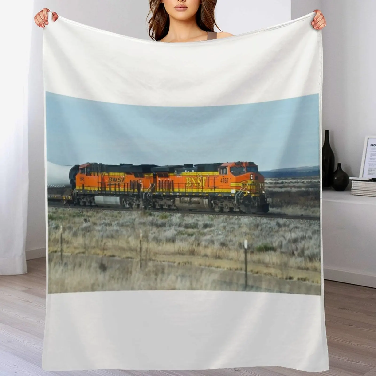 

Train in Texas BNSF Throw Blanket Picnic Beautifuls Blankets For Baby Plush Blankets