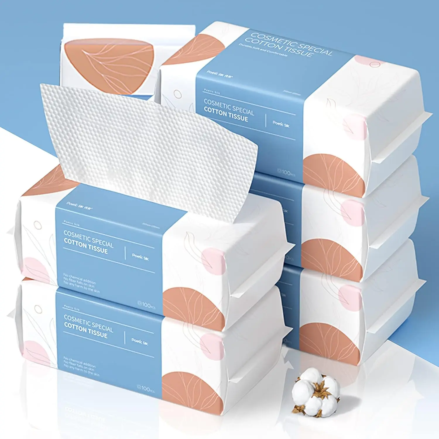 

Мягкие сухие салфетки, 6 упаковок, 100% хлопковые, безворсовые, для чувствительной кожи, для снятия макияжа, для очистки поверхностей (600 штук)