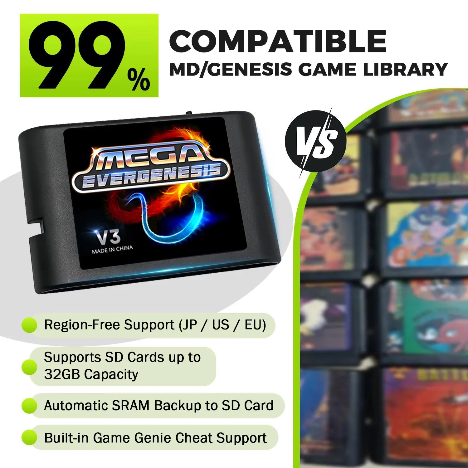Advanced MEGA MD V3 Pro Game Cartridges EDMD 3000 in 1 FlashCard