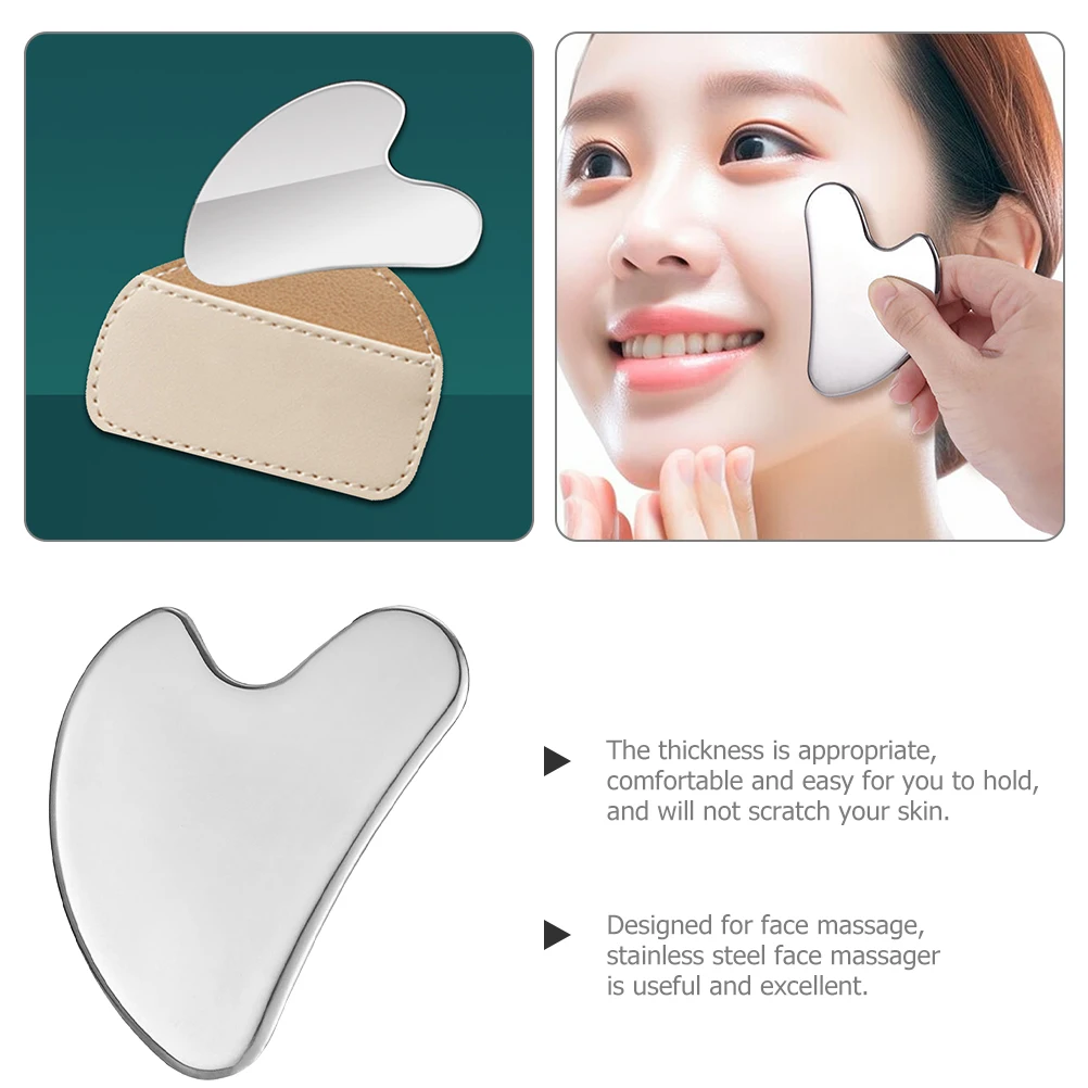 

Facial Guasha Board Heart Shaped Stainless Steel 420 Grade Small Size Mirror Finish Massager for Face Scraping Massage