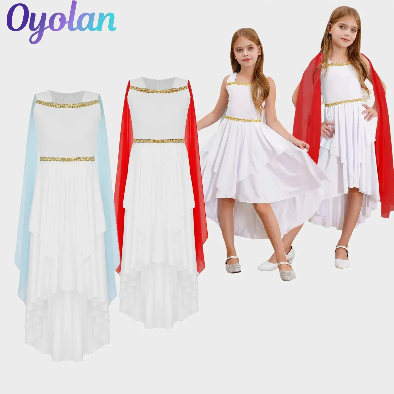 

Girl Halloween Ancient Greek Toga Romam Costume Shawl Patchwork Flowy Dress Ancient Rome Egypt Princess Cosplay Costume