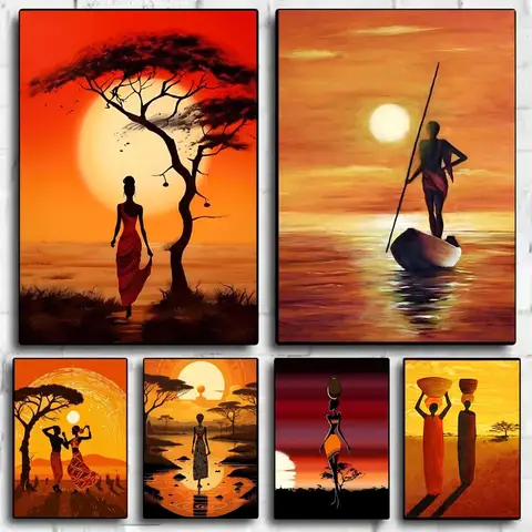 Peinture abstraite, affiche de vie africaine, art HD, mur collant, étanche, maison, salon, chambre à coucher, bar, décoration esthétique