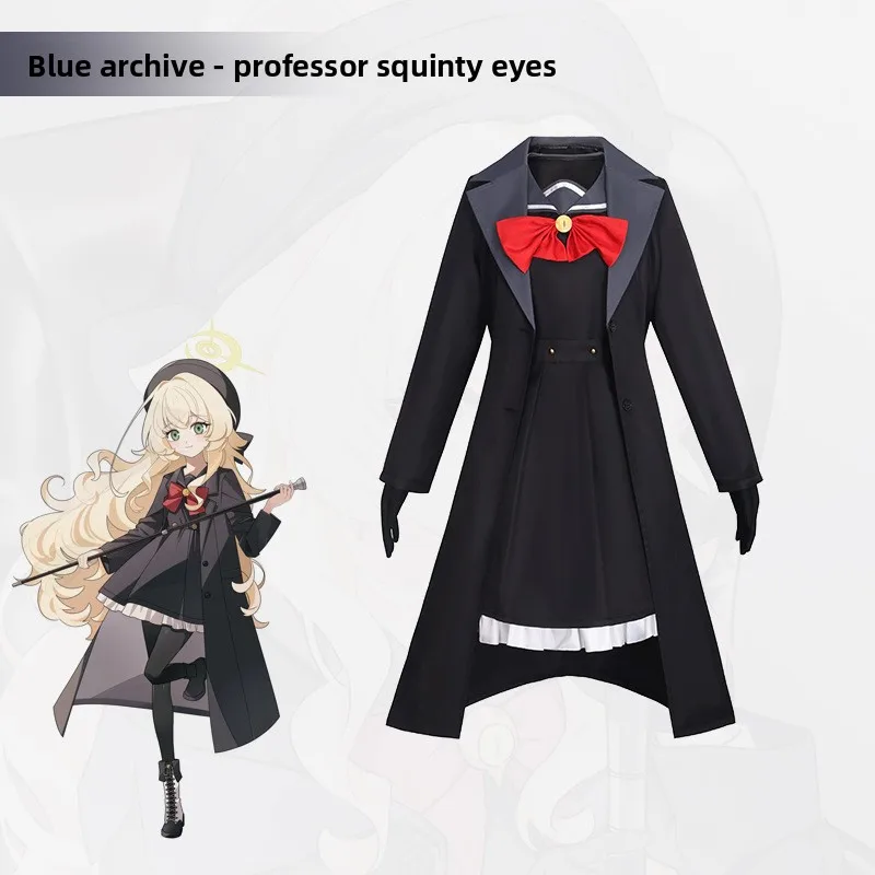 

Game Blue Archive Cosplay Anime Niyaniya Cos Professor Costume Black Dress Halloween Boots Uniform Clothing Wig for Woman Girl