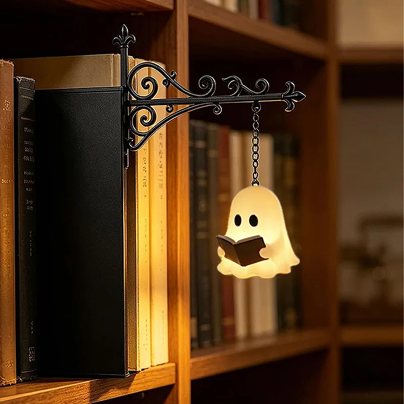 Halloween Retro Bookshelf Lighting Wall Mounted Reading Lamp Metal Gothic LED Night Light for Studious Home Room Ornament
