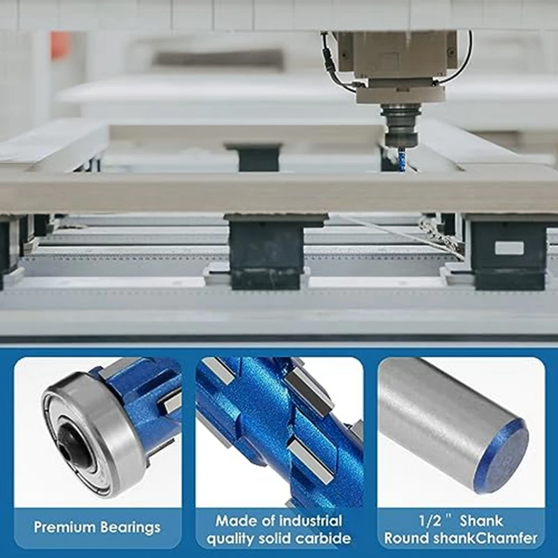 2Pc Flush Trim Router Bit 1/2Inch Shank,Double Bearing Spiral Trimming Tool Woodworking Milling Cutter Tool For Wood