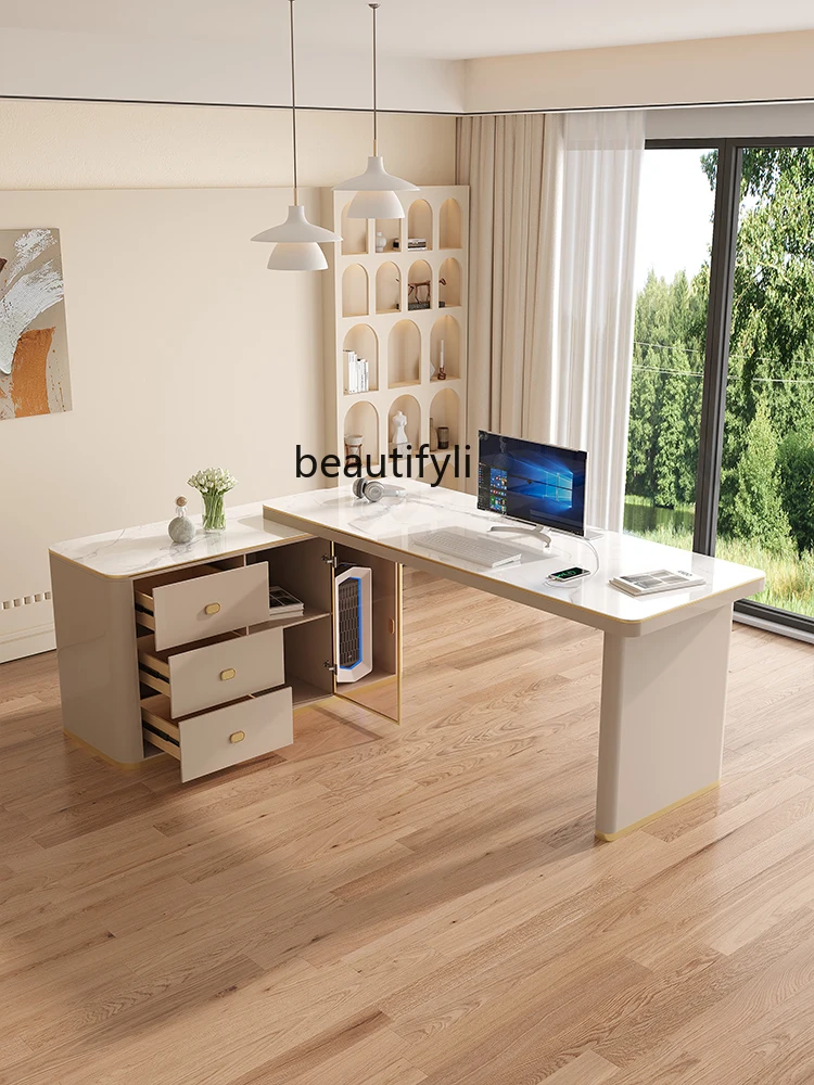 Italian Desk Designer Light Luxury Modern Stone Plate Corner Bookstand Minimalist Computer Desk Live Desk