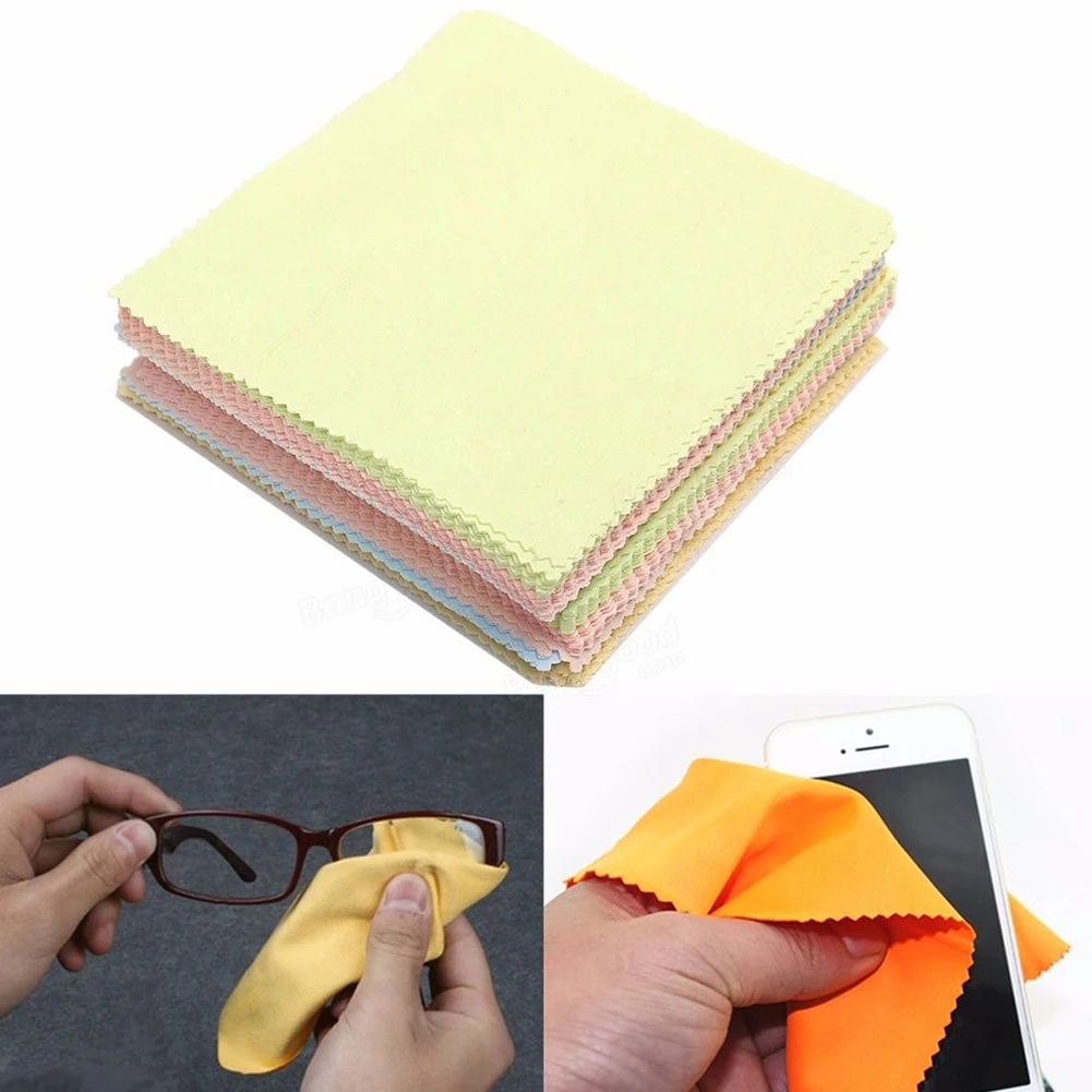 100PS Glasses Cloth Mixed Color Wipe Fiber Cleaning Cloth Polishing Eyeglasses Camera Phone Computer Screen Stains