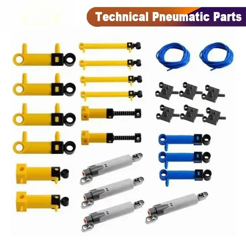 

Набор из 27 деталей MOC: технические пневматические компоненты, шланг для воздушного насоса, бак, поршень, образовательный конструктор, набор кирпичиков для самостоятельной сборки механических игрушек