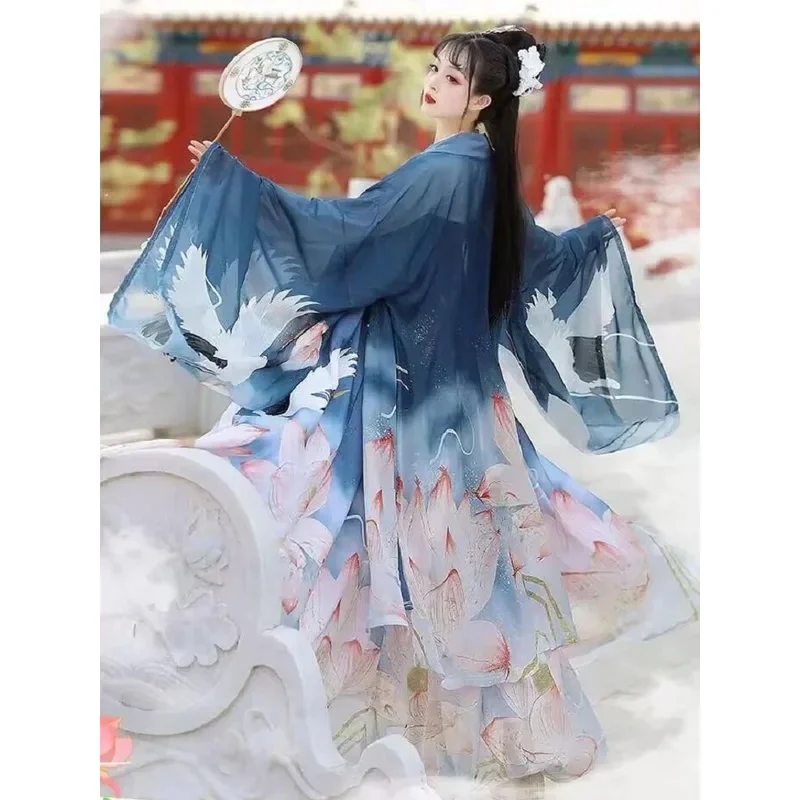 จีนแบบดั้งเดิมชุดเจ้าหญิงฮาโลวีน Hanfu เครื่องแต่งกาย Fairy Elegant หญิงกระโปรงหน้าอกจีนสไตล์โบราณ Hanfu ชุด
