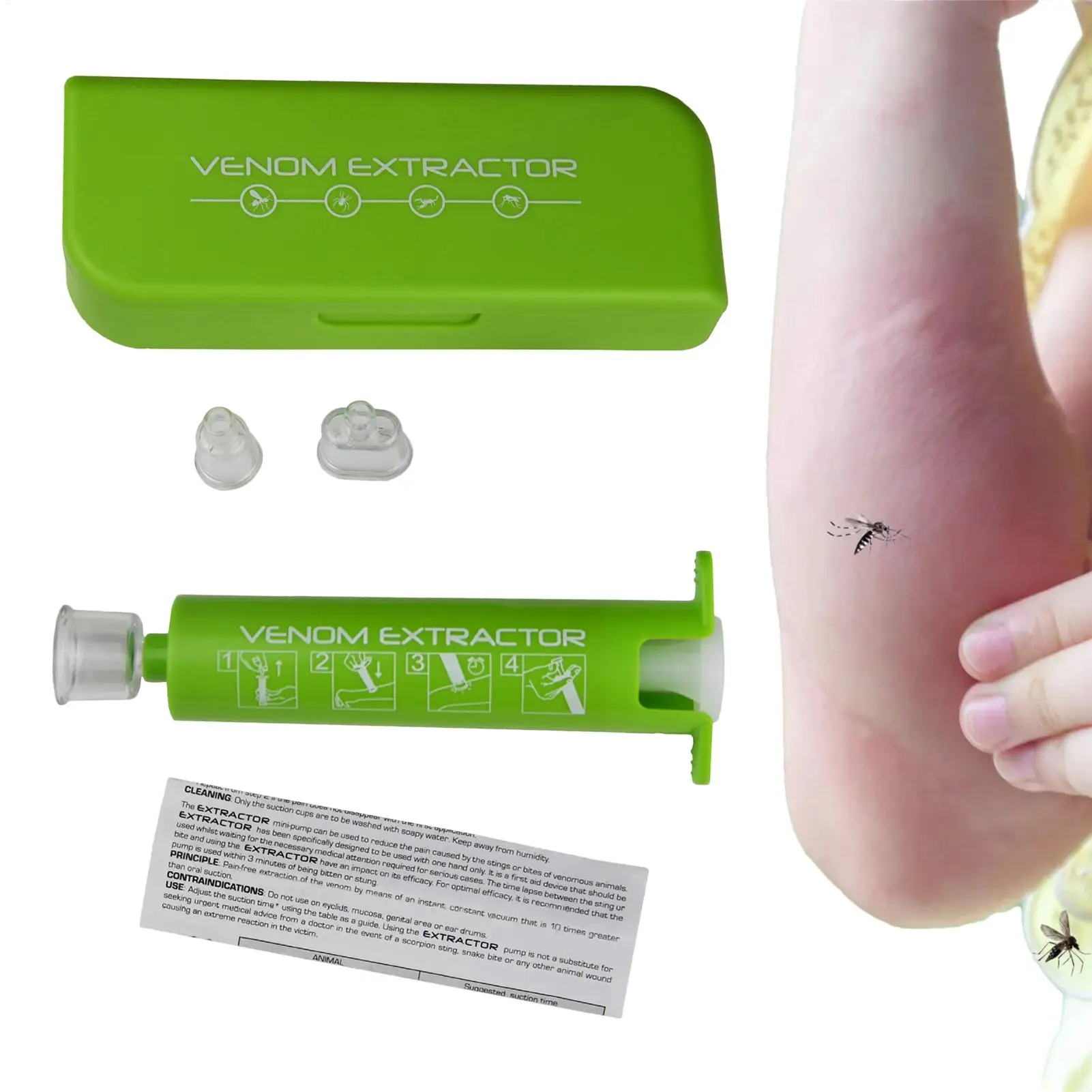 Bite Suction Tool Vacuum Extractor Sting Relief Safety Pump Bug Bite Remover Pain Outdoor Backpacking Camping Emergency Kit