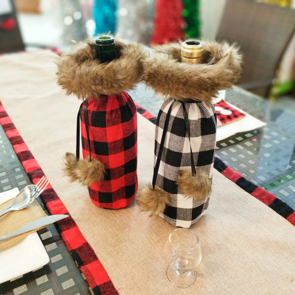 

ABOOFAN Wine Bottle Covers Christmas Glass Hats Holiday Party Decorations Funny Gift Bag Accessory Rack Household Storage