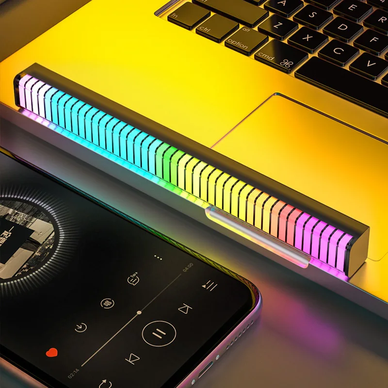 LED Smart RGB Strip LED Music Rhythm Ambience Pick Up Light Strip App Control Suitable for Car Computer Game Desktop Decorative