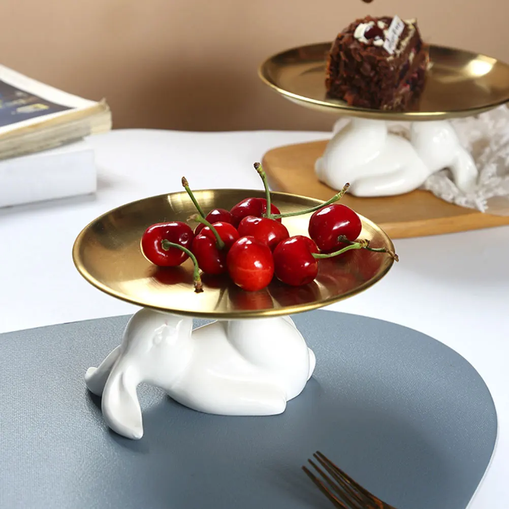 Rabbit Shape Stainless Steel Jewelry Tray Durable Ring Holder Decorative Display Tray for Small Item Storage Storage Plate