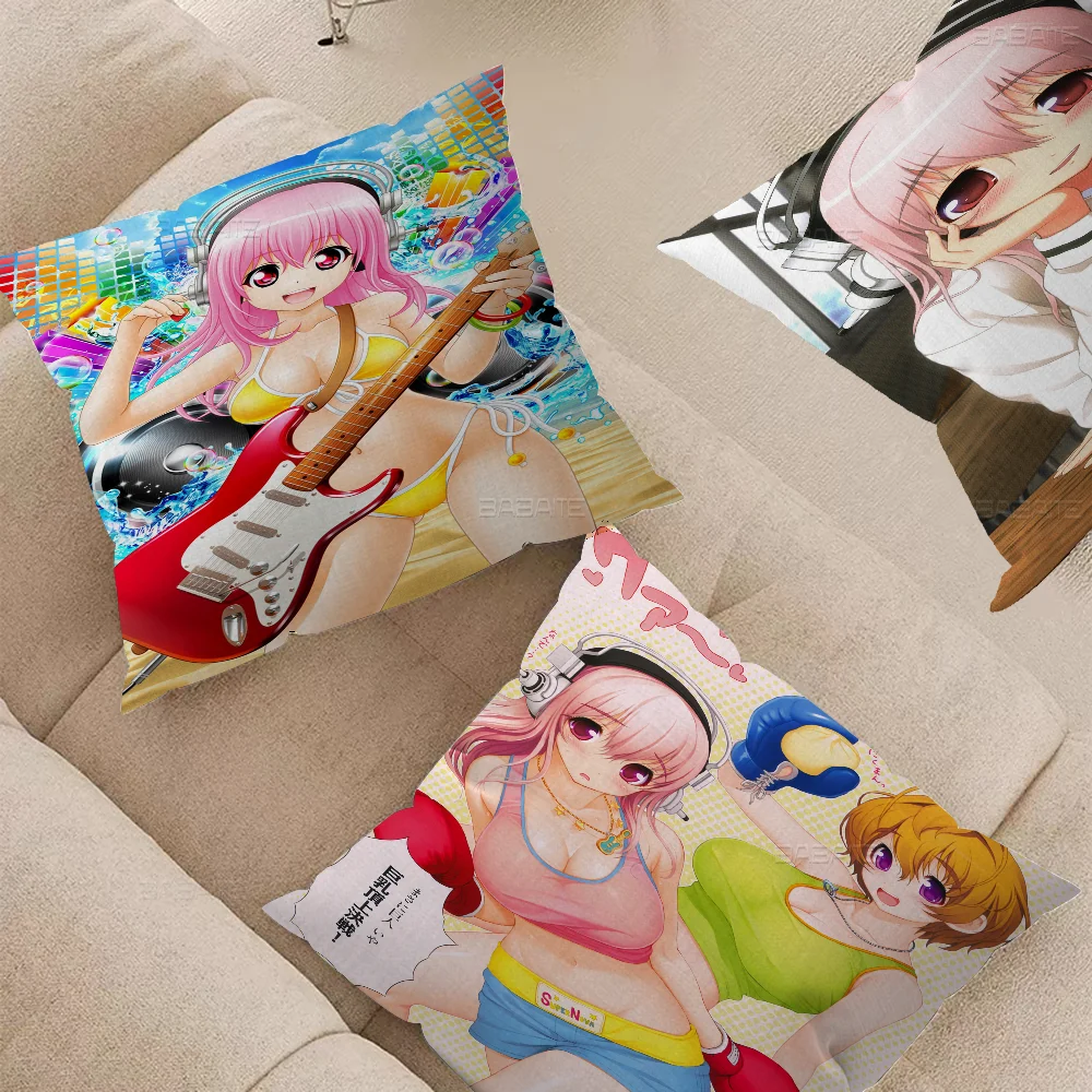 

Super Sonico Manga Cushion Cover Car Throw Pillow Case For Sofa Car Christmas Gift 40x40cm 45x45cm