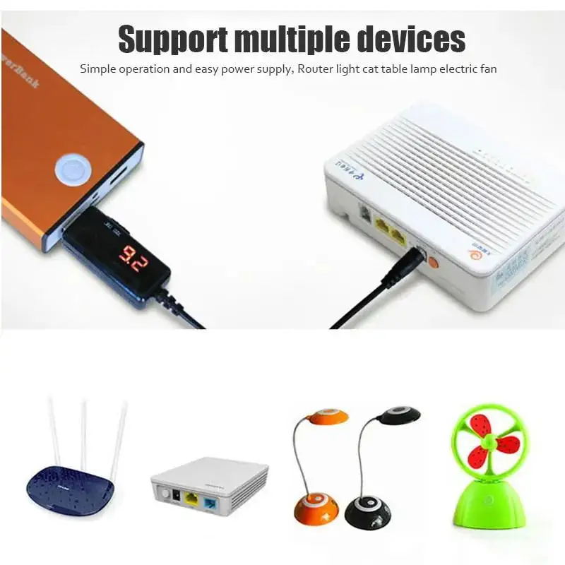 For Router Modem Fan Speaker USB Power Boost Line DC 5V To DC 9V / 12V Step Up Module Usb Converter Adapter Cable 5.5mm Plug