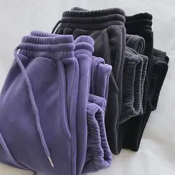 Women Casual Sports Pants Autumn Winter Fashion Fleece Warm Sweatpants Baggy Thick Joggers Trousers Female Sporting Clothing