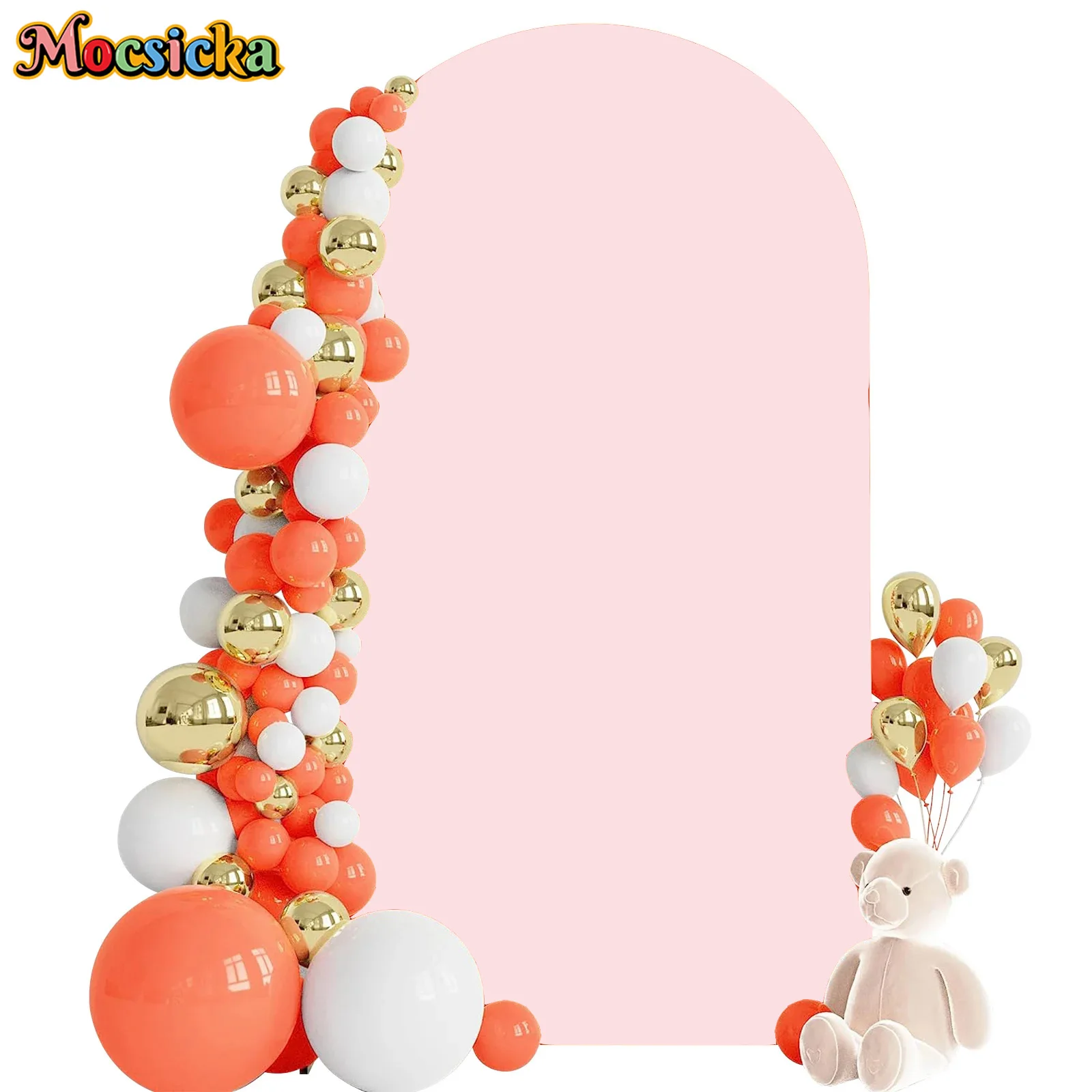 Mocsicka 2-Sided Arch Cover Pink Now Ribbon Decoration Backdrop Baby Shower Arch Wall Kids Birthday Party Photo Banner Props
