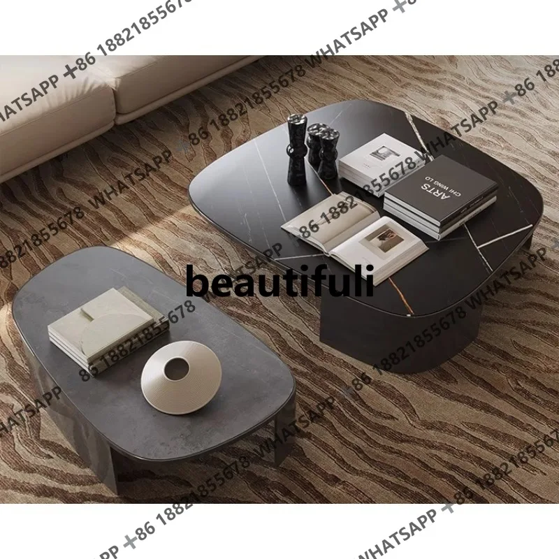 

Light luxury modern simple coffee table Slate oval living room coffee table