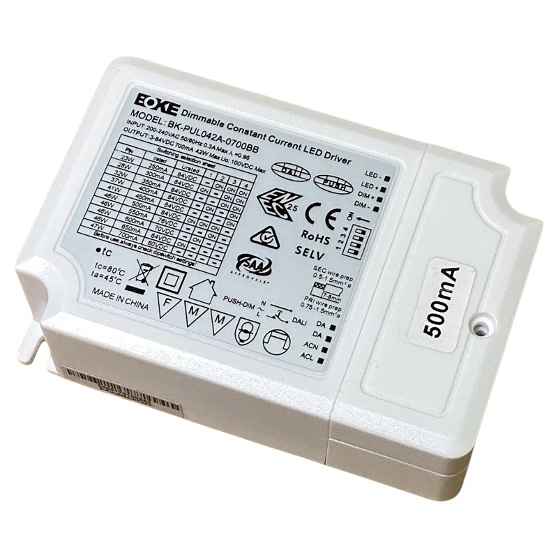 BOKE Constant Current Dimmable LED Driver 1-10V 10V PWM Dimming PUL042A PUL030 Wide Output Voltage Range 3-84V for 30W 40W 42W