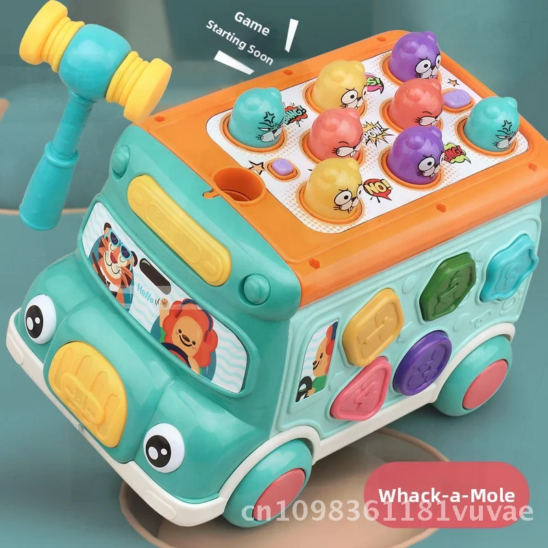 Giocattolo per criceti con puzzle per autobus intelligente - Strumento musicale per bambini Macchina per la storia del corno musicale con rotazione dell'attrezzatura per l'educazione precoce per età 4-6