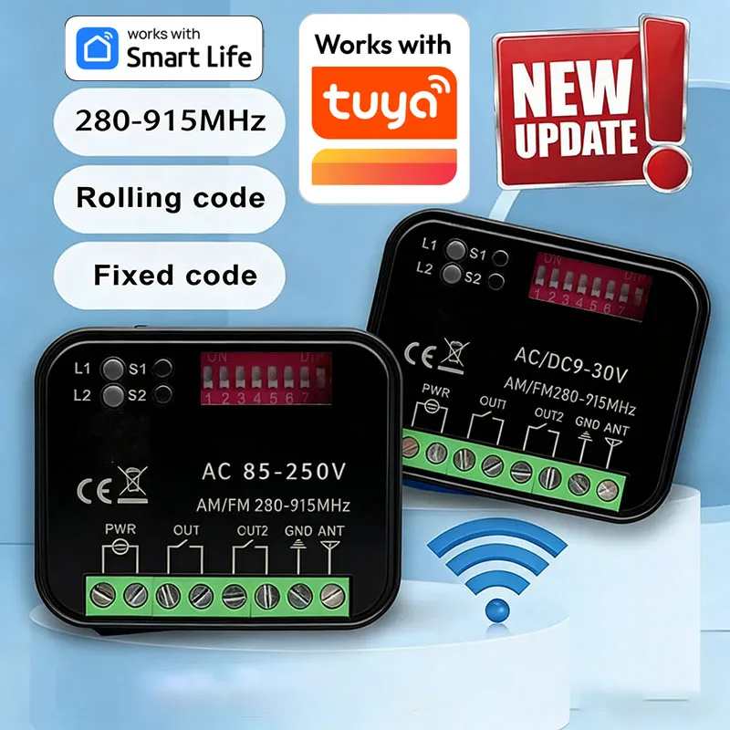 

Universal RX-MULTI Work With Tuya WiFi Receiver Garage Door Opener Remote Control Switch Module 280-915MHz Gate Remote Control