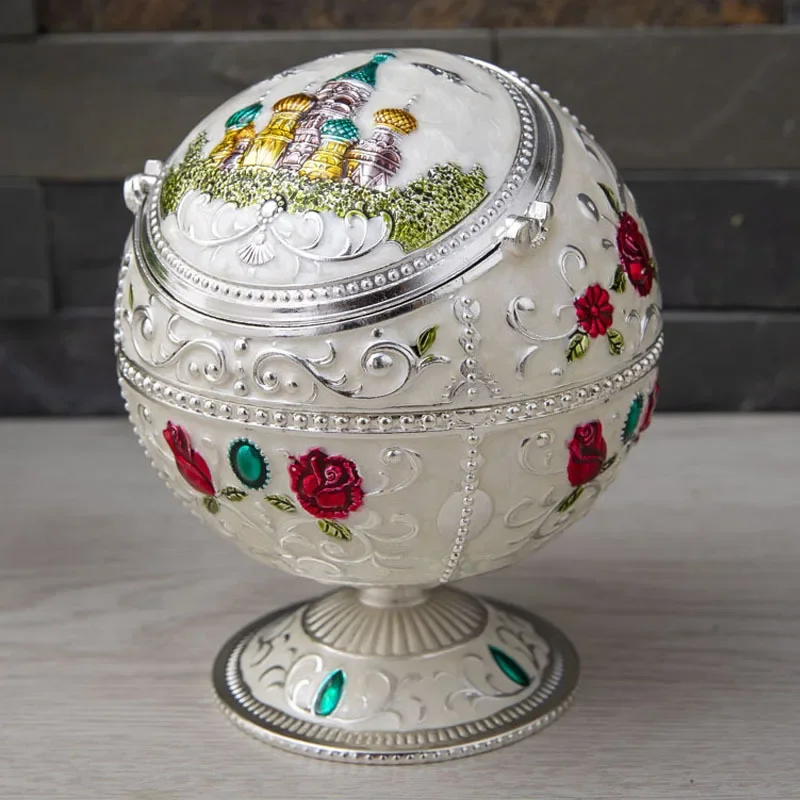 

Exotic Antique Sphere Ash Tray Instant Smokeless Ashtray with Lid Cap Cigarette Cigar Portable Windproof Smoke Free