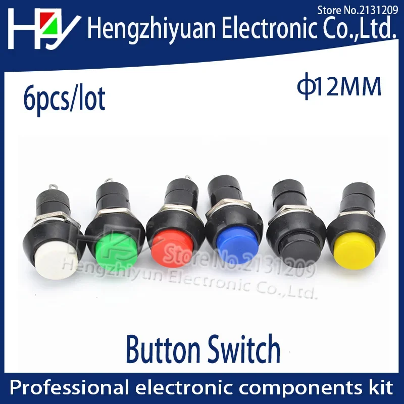 Black Green Yellow Blue White Red Remote Control Push Button Reset Lock Switches Momentary Pushbutton Switch 3A 250V AC 12mm