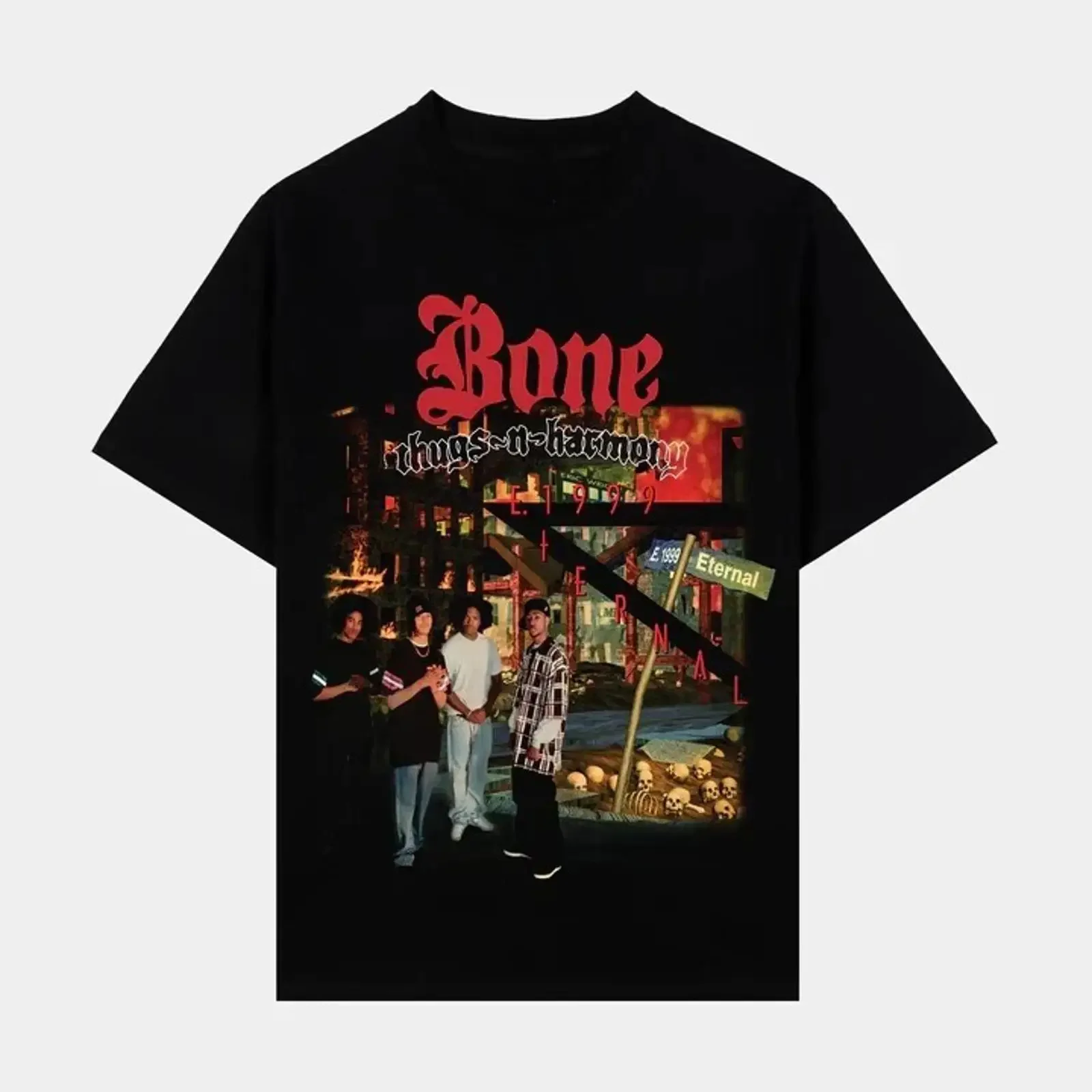 Bone Thugs N Harmony Band Black T Shirt S 5XL Q8143 vintage Washed Soft homme Comfortable Stylish Top For Everyday Wear Unisex
