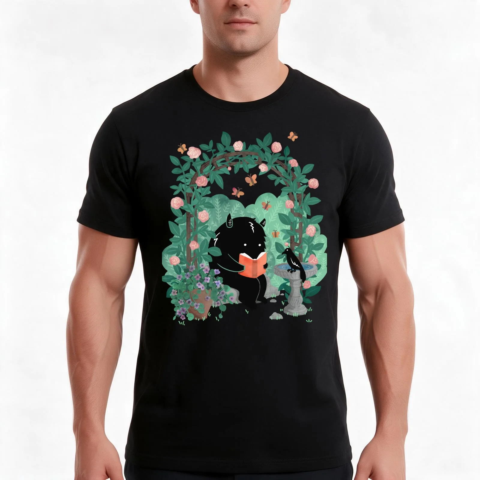 A Quiet Summer Spot (Book Reading Monster) T-Shirt Summer Casual Cotton Tee Oversized Streetwear Tops Vintage Graphic Print