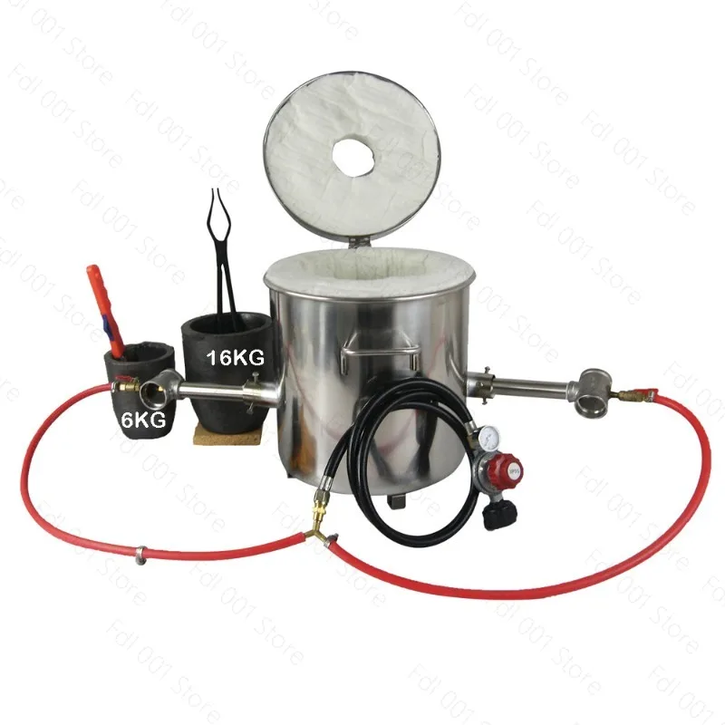 16 KG Large   Metal Melting Furnace Kit 2642°F / 1450°C Propane Forge Dual Burner 2 Crucibles Foundry Home Kiln Casting Tools