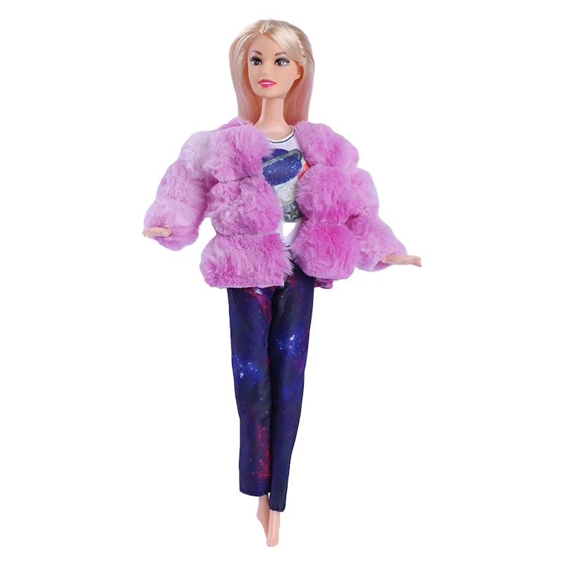 Odzież zimowa dla Barbie 30 cm Moda Pluszowy płaszcz Kurtka + sukienka Spódnica / spodnie Ubrania dla lalek Barbie Dom Akcesoria Zabawka dla dzieci