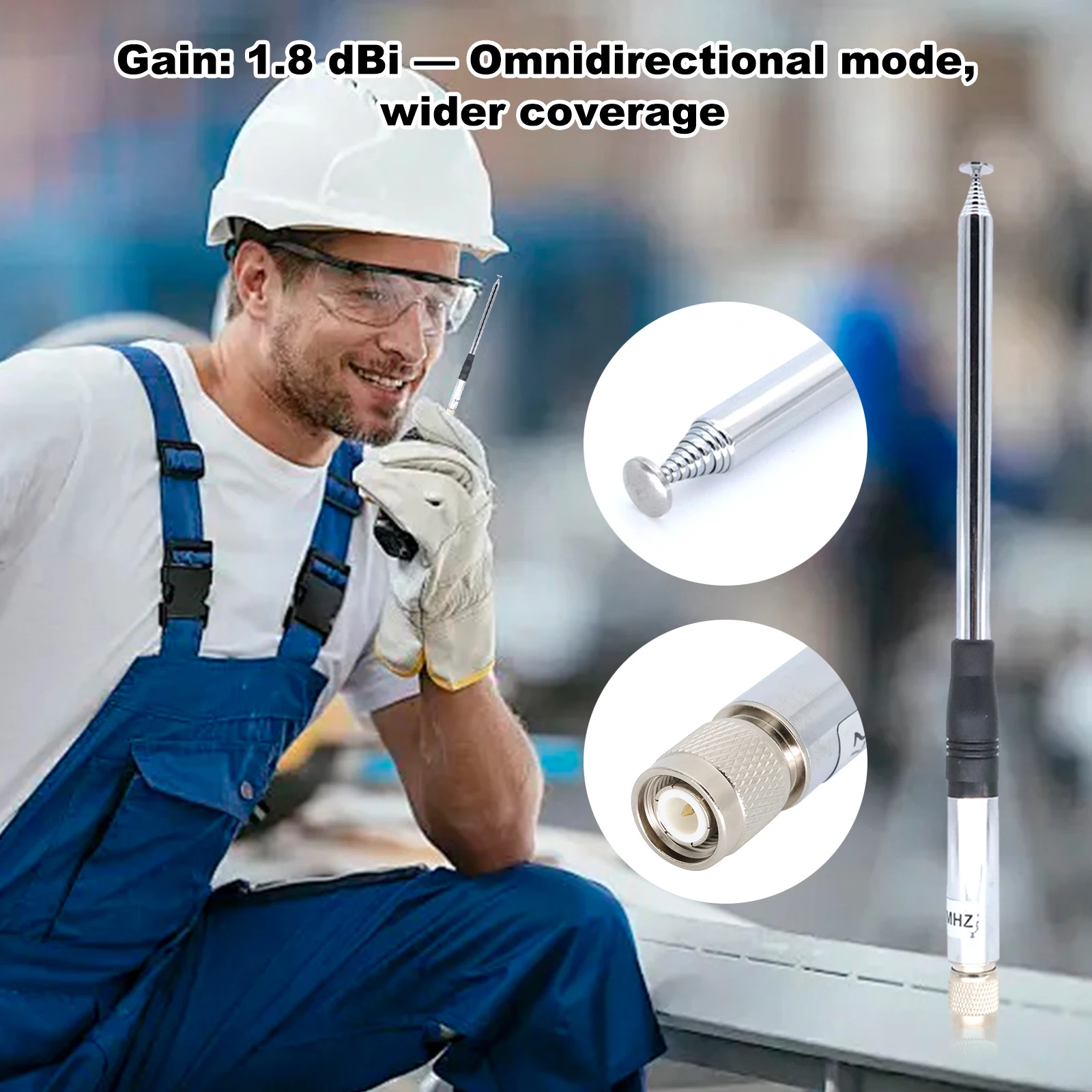 27Mhz 9-Inch To 51-inch Telescopic/Rod Antennas TNC Male Connector CB Radio Antenna for CB Handheld/Portable Radio