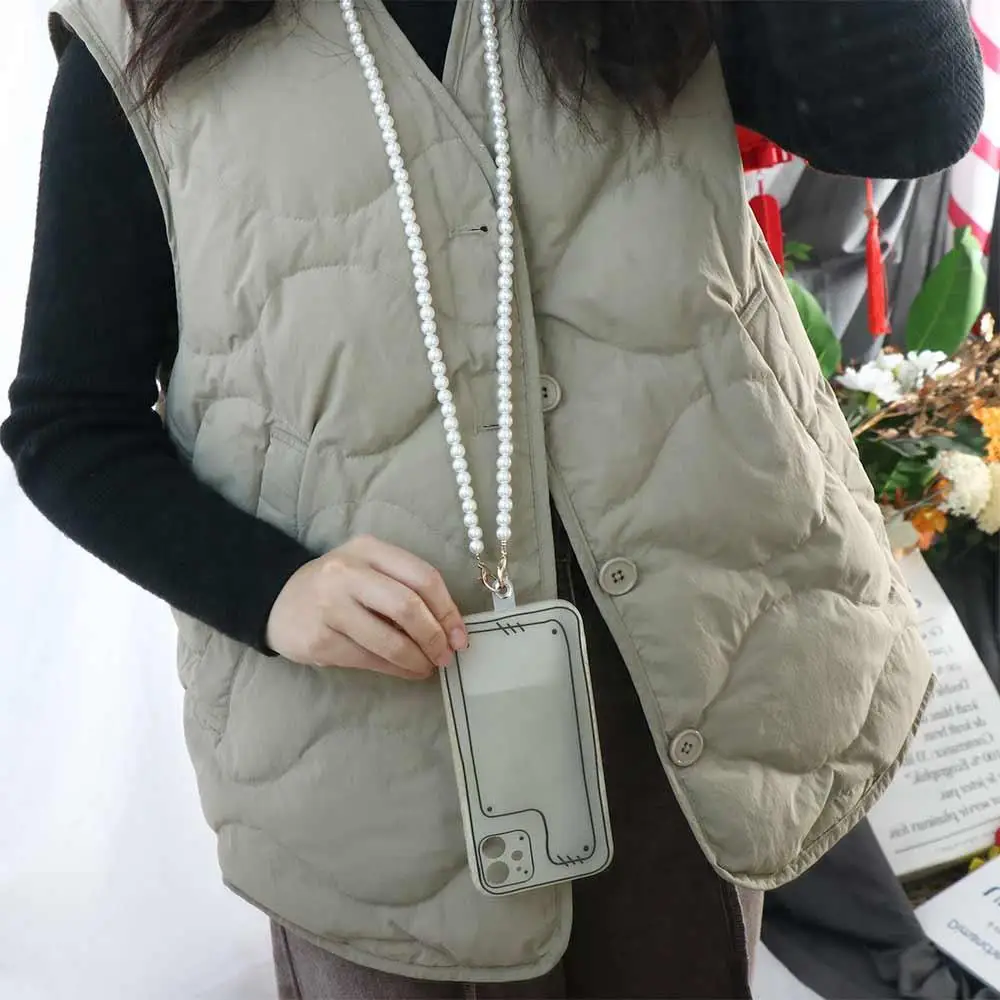 

Цепочка для мобильного телефона через плечо с жемчугом и защитой от потери, 8 мм, жемчуг, не требует штамповки жемчуга, ремешок для мобильного телефона через плечо, золотая/серебряная пряжка